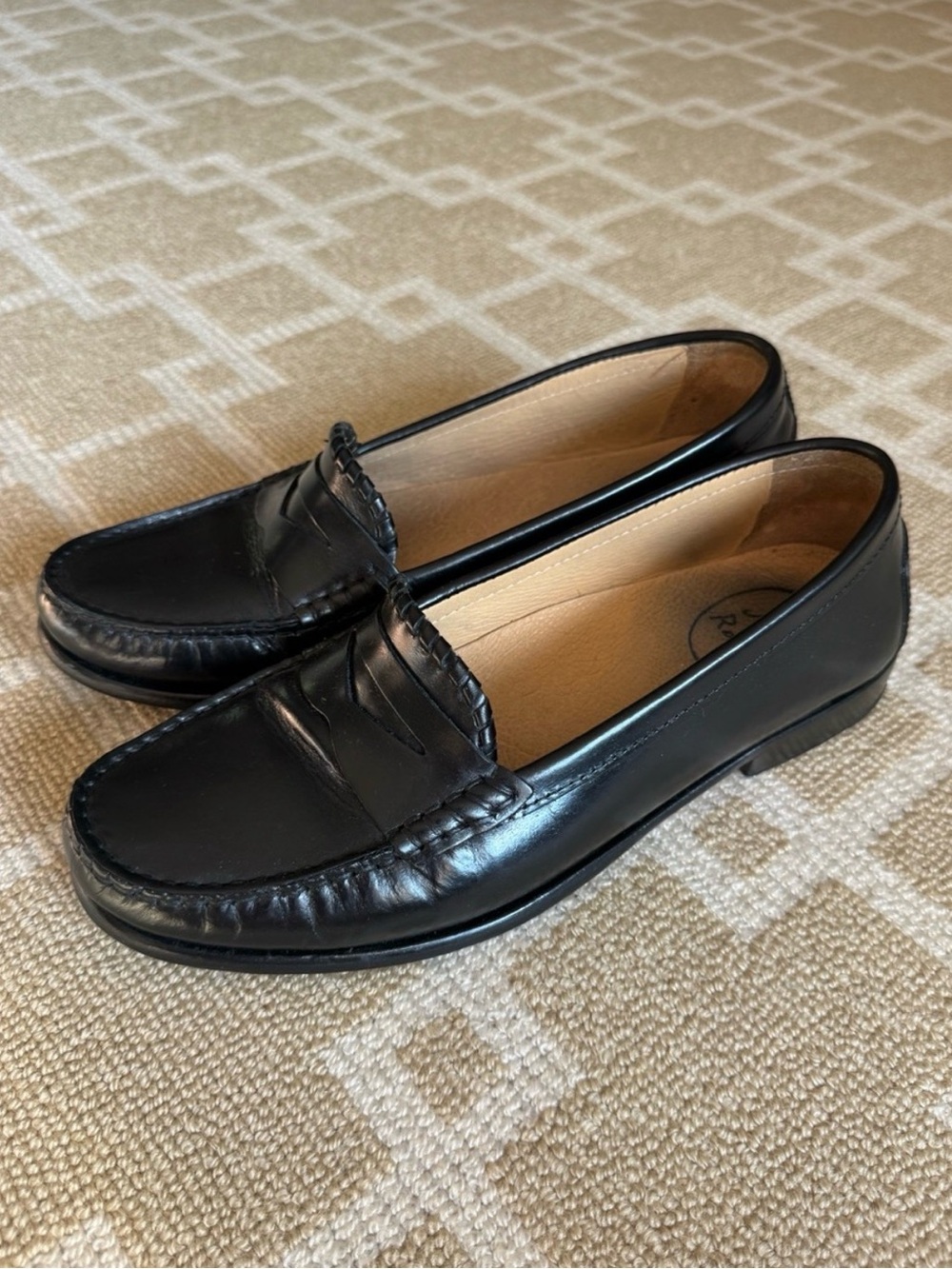 Jack Rogers Jasper Black Leather Penny Loafers Slip On Shoes Size 8.5 mens